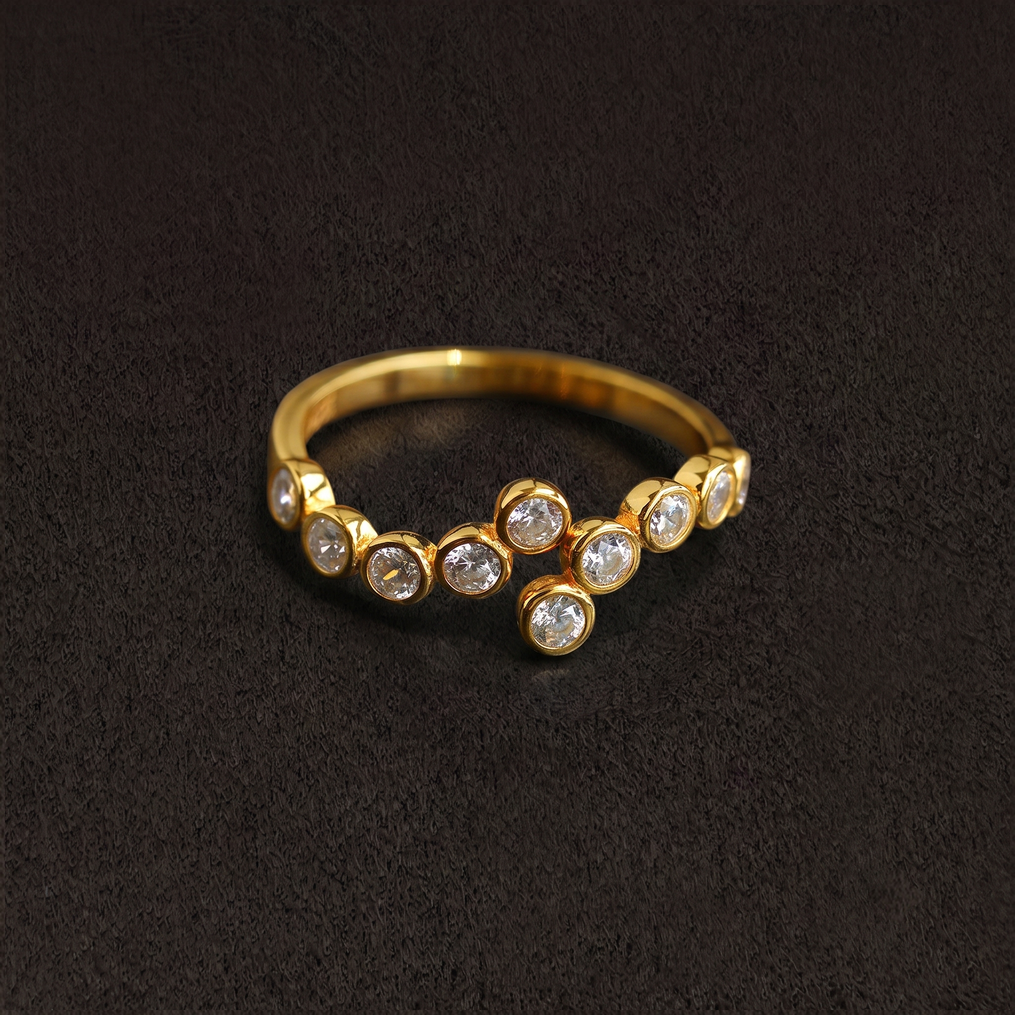 Lueur Bubble Curve Cubic Zircon Ring gold gembea jewelry