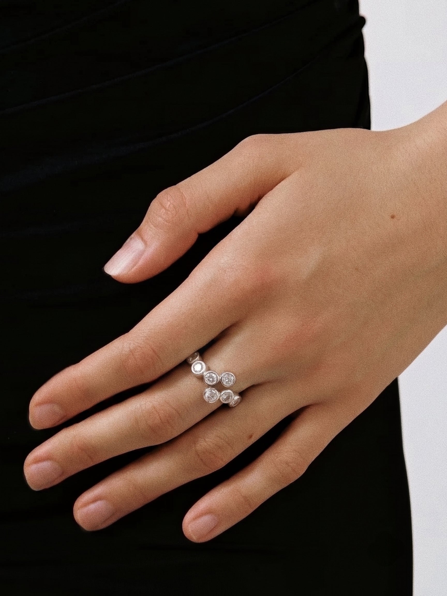 Lueur Bubble Curve Cubic Zircon Ring silver gembea jewelry