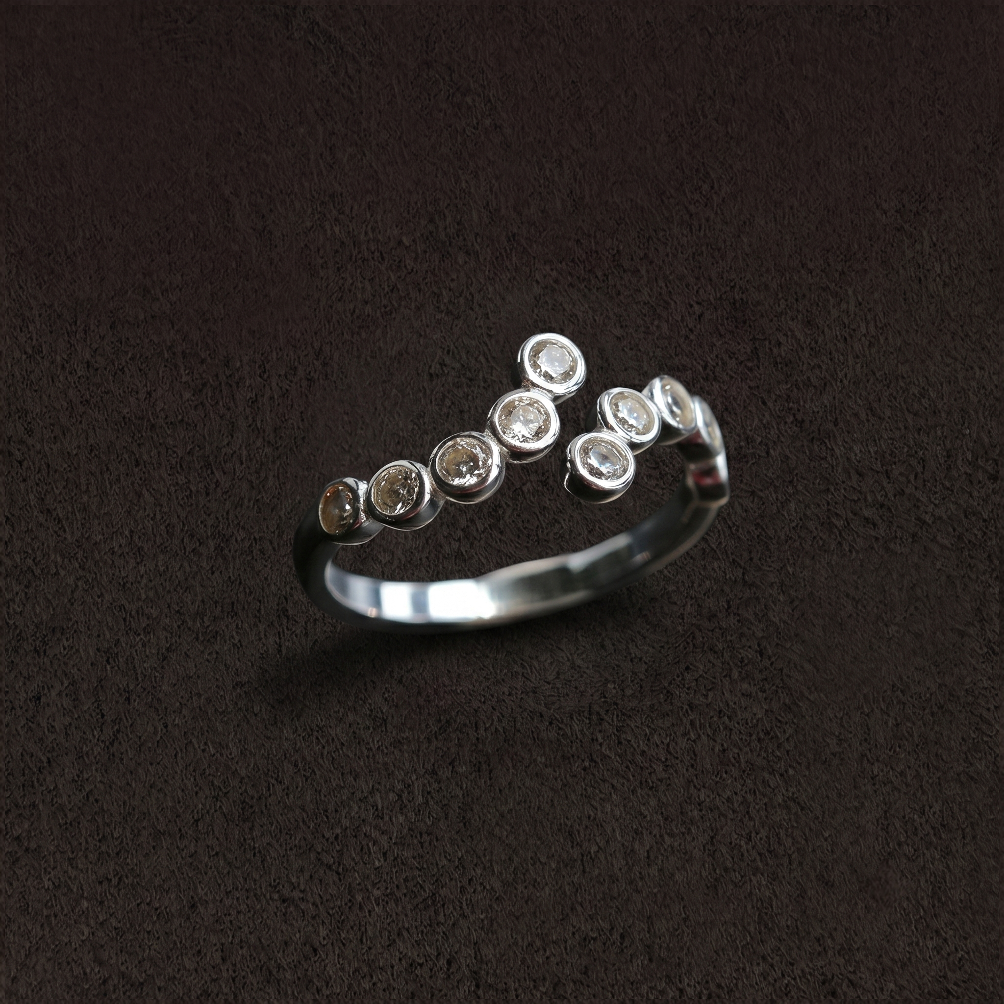 Lueur Bubble Curve Cubic Zircon Ring silver gembea jewelry
