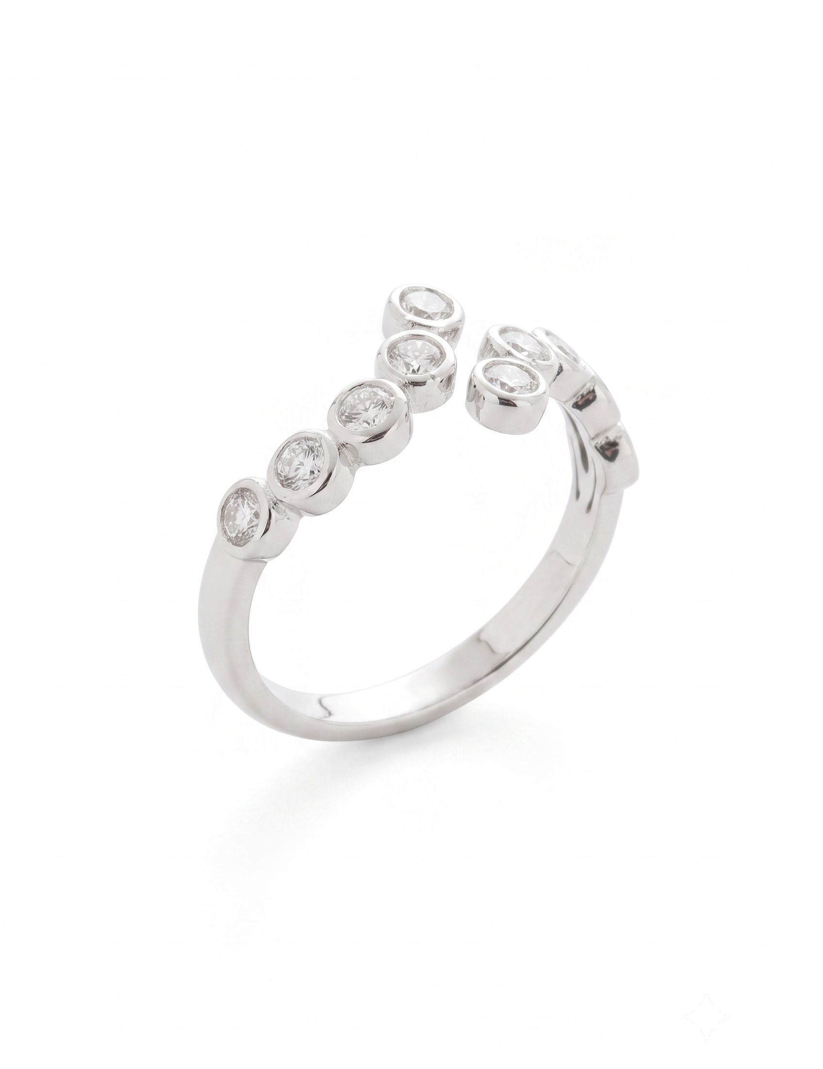 Lueur Bubble Curve Cubic Zircon Ring silver gembea jewelry