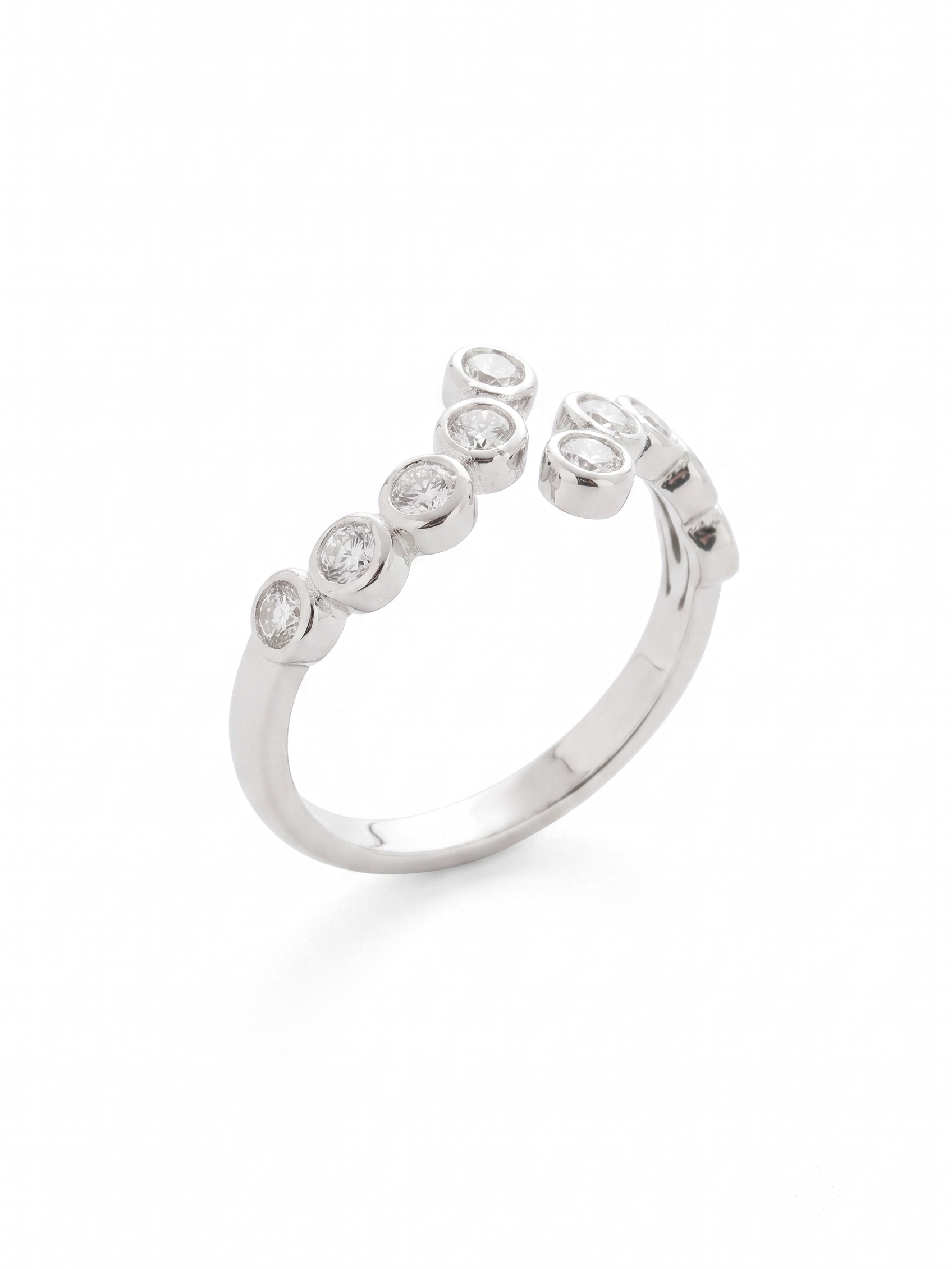 Lueur Bubble Curve Cubic Zircon Ring silver gembea jewelry