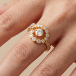 Lueur Bubble Flowers Cubic Zircon Ring-Gold gembea jewelry