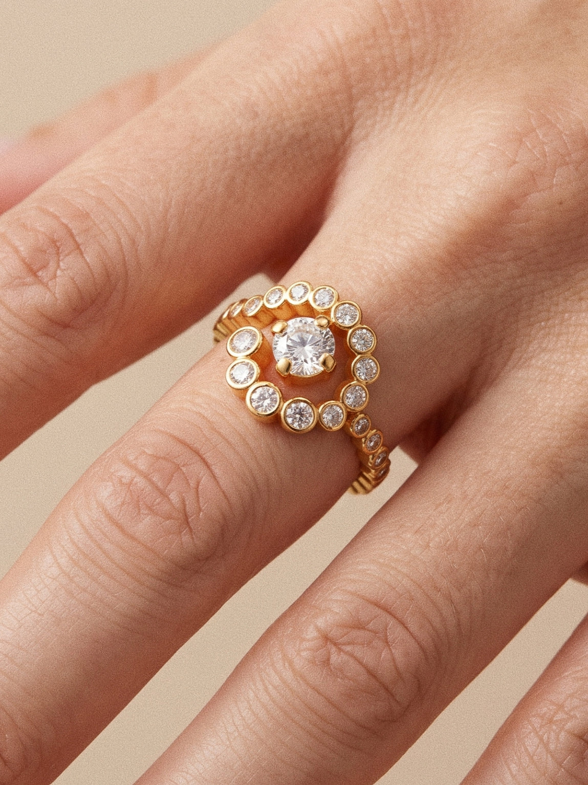 Lueur Bubble Flowers Cubic Zircon Ring-Gold gembea jewelry
