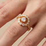 Lueur Bubble Flowers Cubic Zircon Ring-Gold gembea jewelry