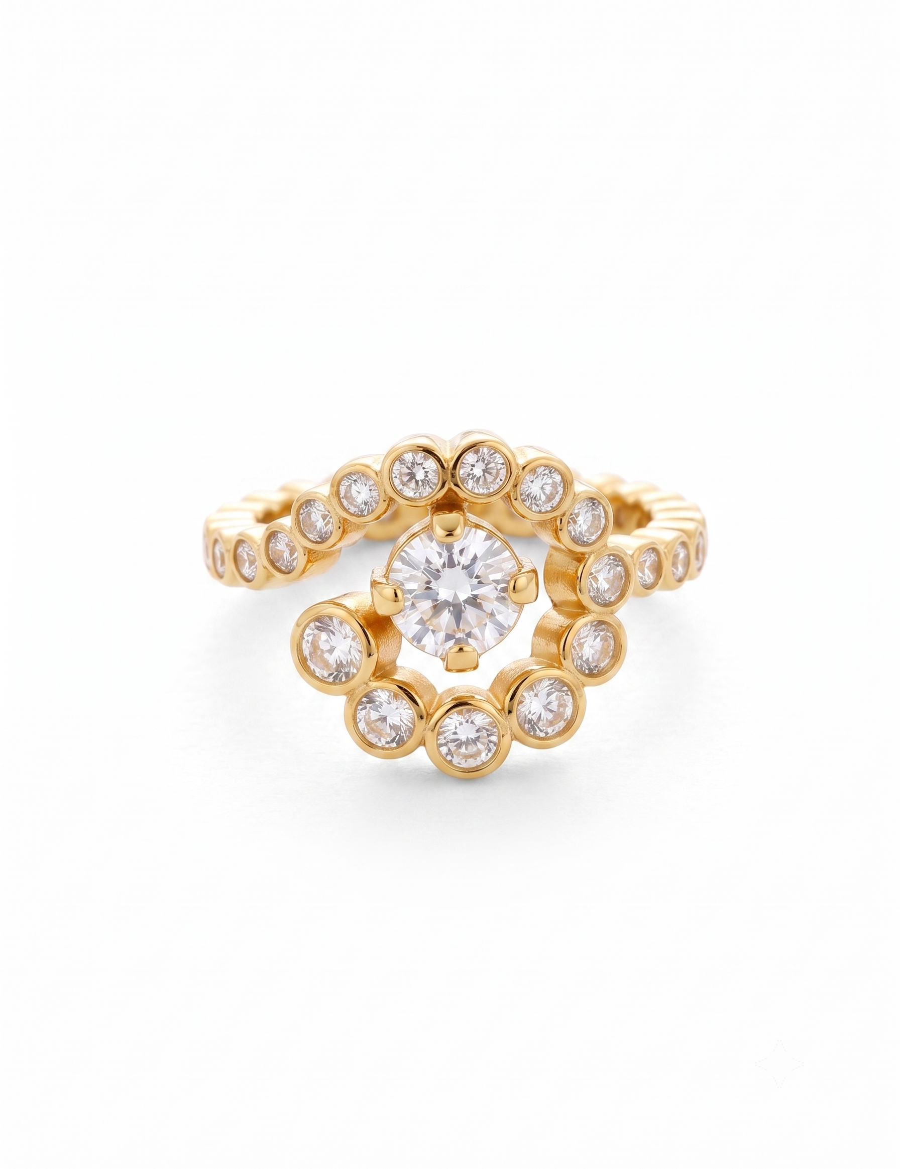 Lueur Bubble Flowers Cubic Zircon Ring-Gold gembea jewelry