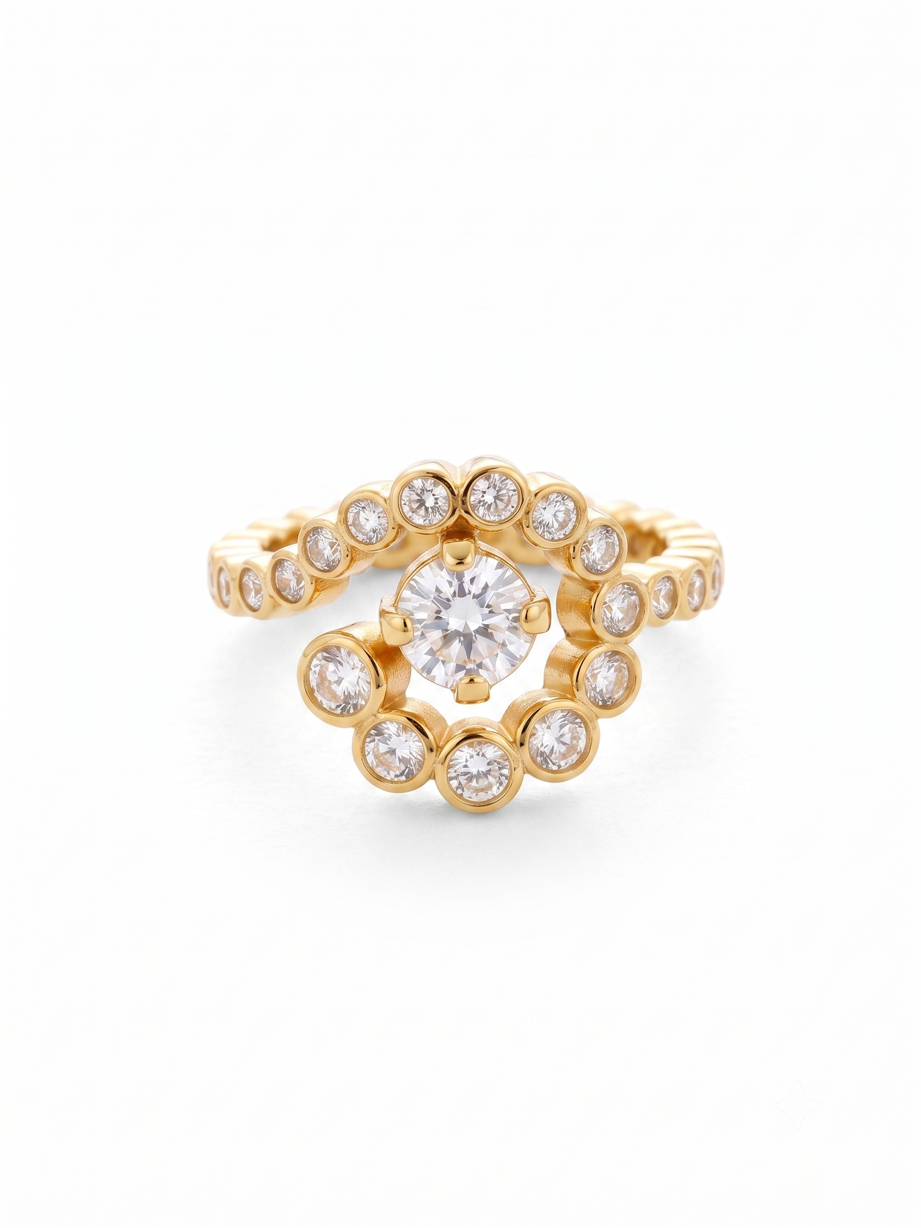 Lueur Bubble Flowers Cubic Zircon Ring-Gold gembea jewelry