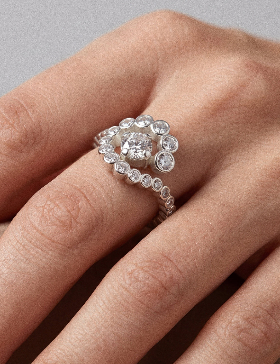 Lueur Bubble Flowers Cubic Zircon Ring-Silver gembea jewelry