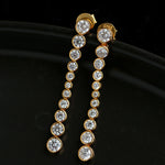 Lueur Bubble Long Cubic Zircon Drop Earrings-Gold gembea jewelry