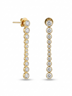 Lueur Bubble Long Cubic Zircon Drop Earrings-Gold gembea jewelry