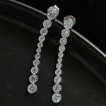 Lueur Bubble Long Cubic Zircon Drop Earrings-Silver gembea jewelry