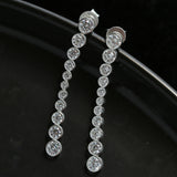 Lueur Bubble Long Cubic Zircon Drop Earrings-Silver gembea jewelry