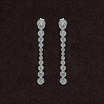 Lueur Bubble Long Cubic Zircon Drop Earrings-Silver gembea jewelry