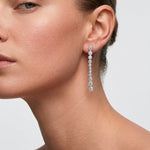 Lueur Bubble Long Cubic Zircon Drop Earrings-Silver gembea jewelry