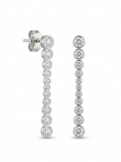 Lueur Bubble Long Cubic Zircon Drop Earrings-Silver gembea jewelry