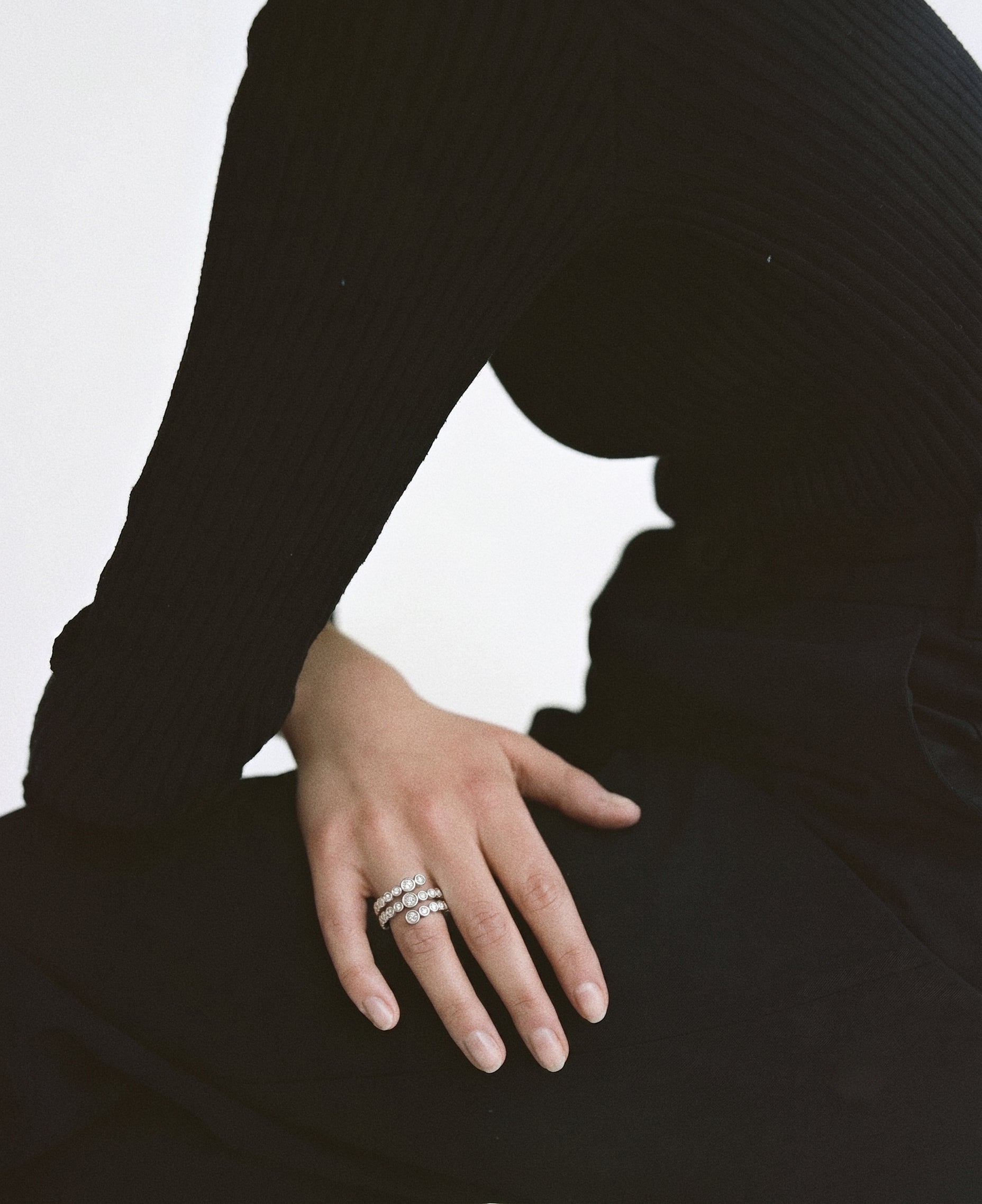 Lueur Bubble Three Layers Cubic Zircon Ring-Silver gembea jewelry