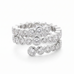 Lueur Bubble Three Layers Cubic Zircon Ring-Silver