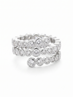 Lueur Bubble Three Layers Cubic Zircon Ring-Silver