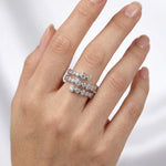 Lueur Bubble Three Layers Cubic Zircon Ring-Silver