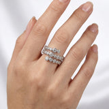 Lueur Bubble Three Layers Cubic Zircon Ring-Silver
