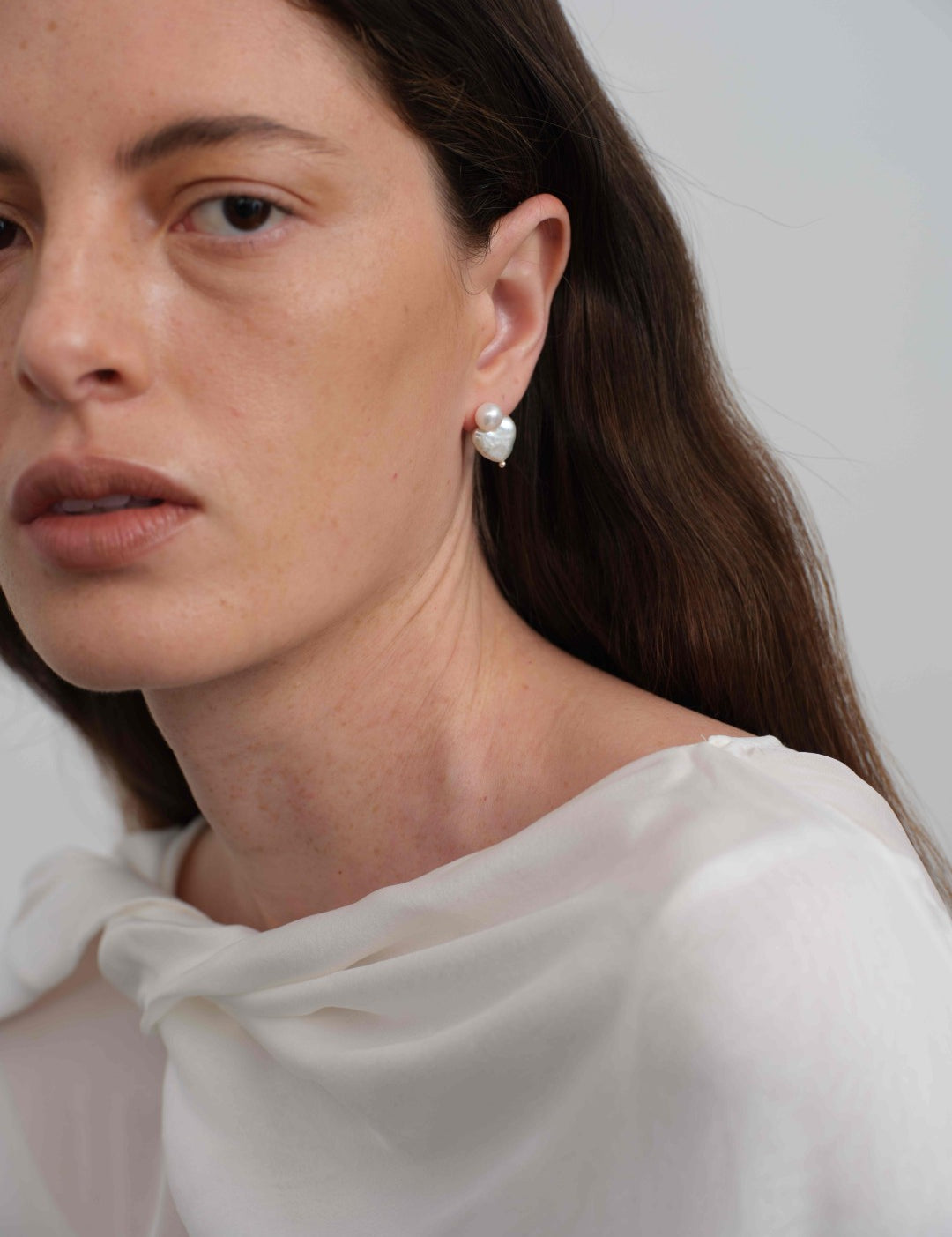 Lumi Heart Baroque Pearl Stud Earrings gembea jewelry