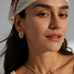 Luxury Irregular 18k Gold Chain Pearl Earrings - Gembea Jewelry