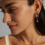 Luxury Irregular 18k Gold Chain Pearl Earrings - Gembea Jewelry