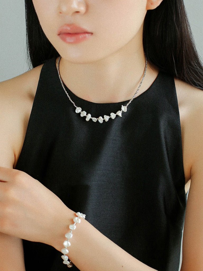 Luxury Shining Silver Baroque Pearl Bracelet GEMBEA JEWELRY