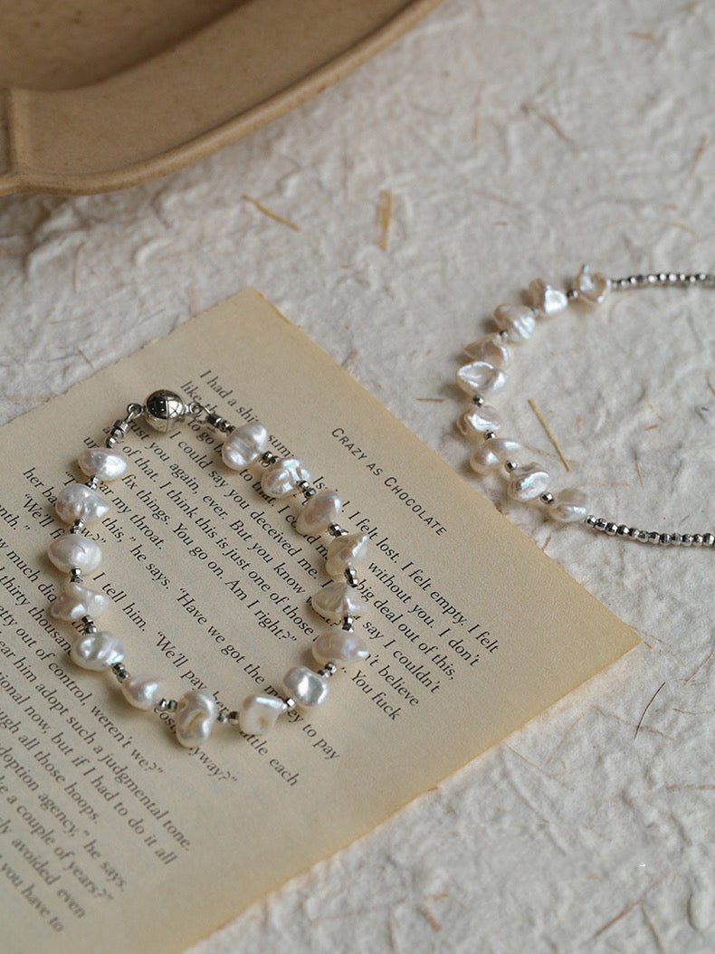 Luxury Shining Silver Baroque Pearl Bracelet GEMBEA JEWELRY