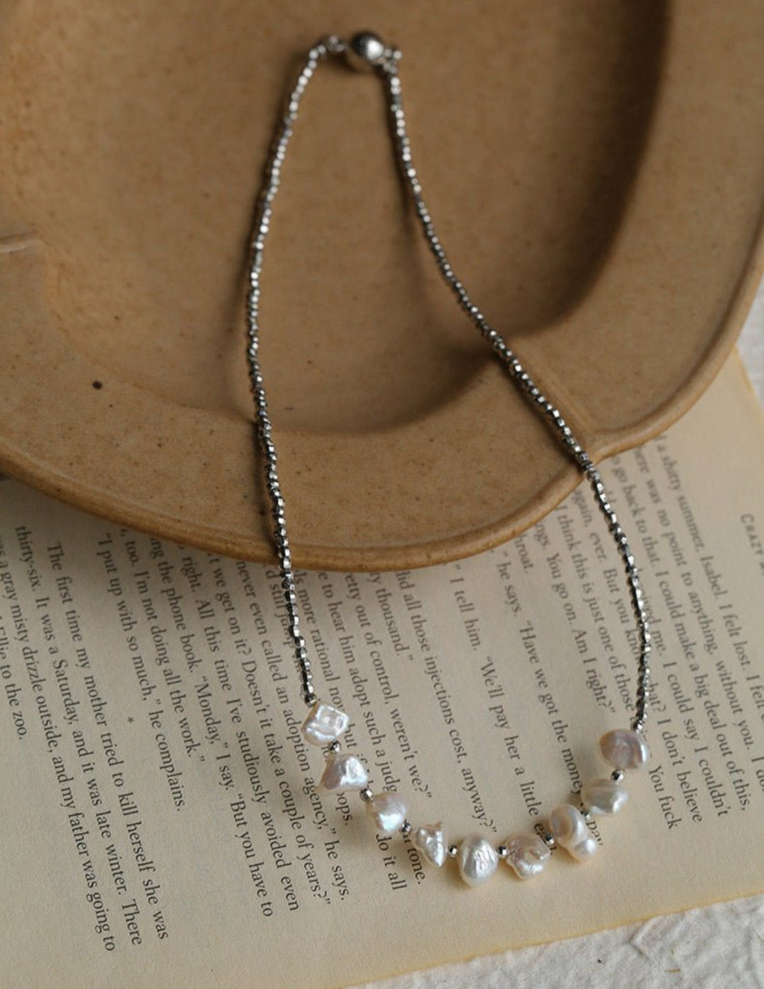 Luxury Shining Silver Baroque Pearl Necklace gembea jewelry