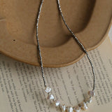 Luxury Shining Silver Baroque Pearl Necklace gembea jewelry