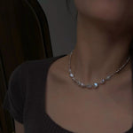Luxury Shining Silver Baroque Pearl Necklace gembea jewelry