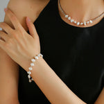 Luxury Shining Silver Baroque Pearl Necklace gembea jewelry