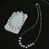 Luxury Shining Silver Baroque Pearl Necklace gembea jewelry