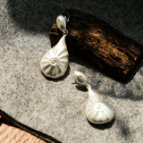 Matte Silver Conch Statement Drop Earrings gembea jewelry