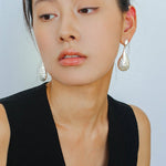 Matte Silver Conch Statement Drop Earrings gembea jewelry