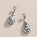 Matte Silver Conch Statement Drop Earrings gembea jewelry15