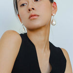 Matte Silver Conch Statement Drop Earrings gembea jewelry