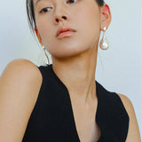 Matte Silver Conch Statement Drop Earrings gembea jewelry