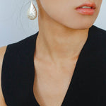 Matte Silver Conch Statement Drop Earrings gembea jewelry