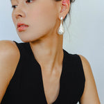Matte Silver Conch Statement Drop Earrings gembea jewelry