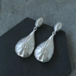 Matte Silver Conch Statement Drop Earrings gembea jewelry