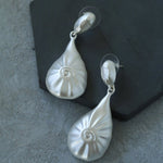 Matte Silver Conch Statement Drop Earrings gembea jewelry