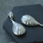 Matte Silver Conch Statement Drop Earrings gembea jewelry