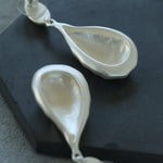 Matte Silver Conch Statement Drop Earrings gembea jewelry