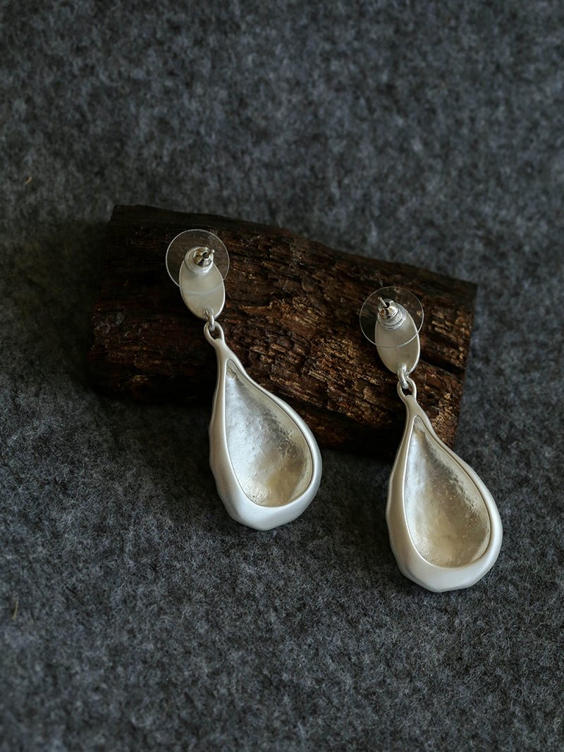 Matte Silver Conch Statement Drop Earrings gembea jewelry