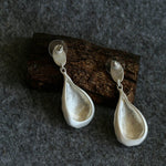 Matte Silver Conch Statement Drop Earrings gembea jewelry