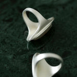 Matte Sterling Silver Grey Black Agate Ring-Gembea Jewelry