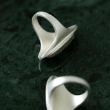 Matte Sterling Silver Grey Black Agate Ring-Gembea Jewelry