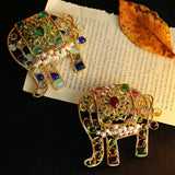 Medieval Colored Glazed Elephant Brooch