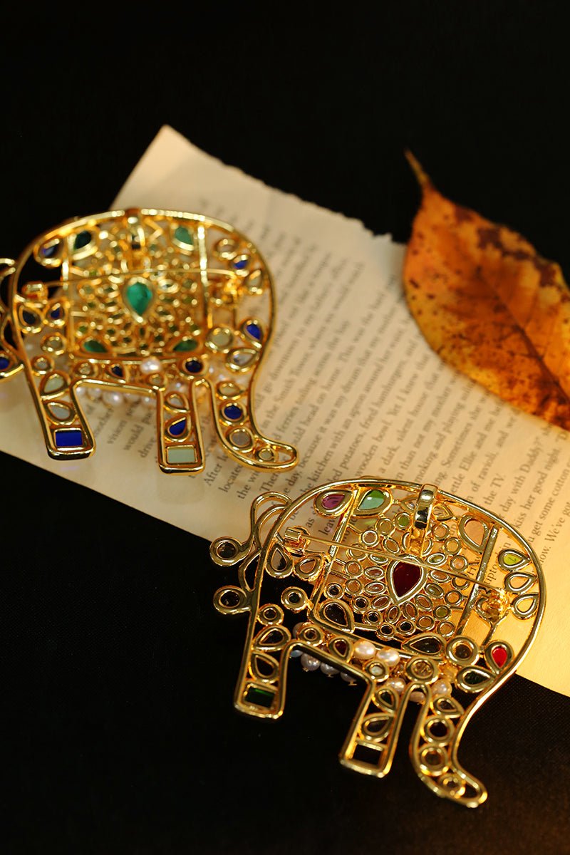 Medieval Colored Glazed Elephant Brooch